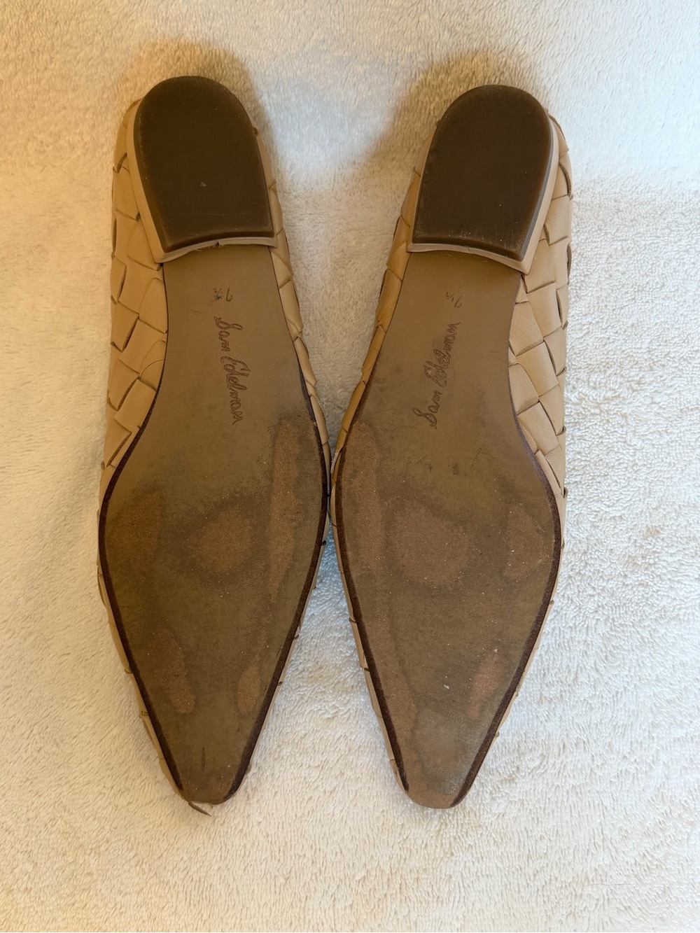 Sam Edelman Woven Pointed-Toe Flats in Light Tan - Picture 2 of 3